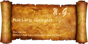 Makláry Gyöngyi névjegykártya
